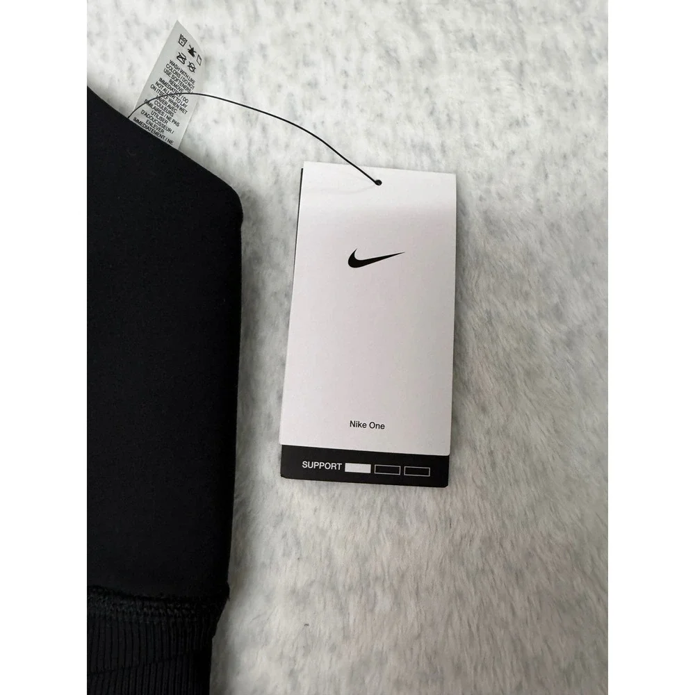 Nike One Womens Medium Support Sports Bra‎ Black High Neck Training FV6500-010 S